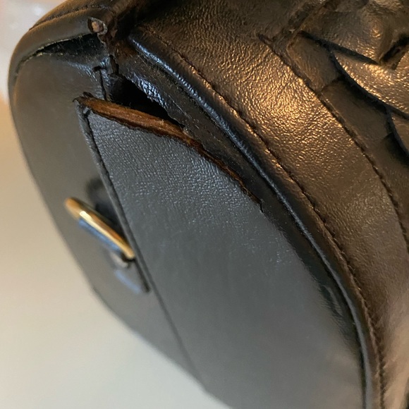 Vintage, Black, leather, woven, braided, satchel, hand bag - Picture 5 of 6